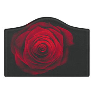 Red rose on black background vintage effect door sign