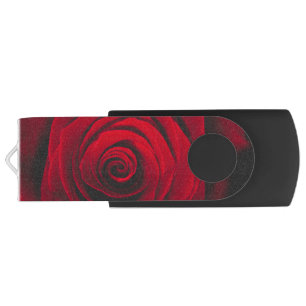 Red rose on black background vintage effect flash drive