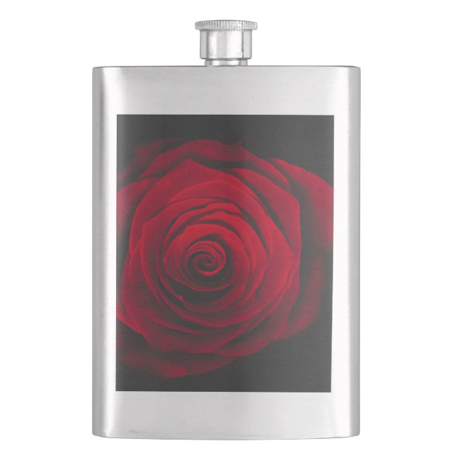 Red rose on black background vintage effect flask (Front)