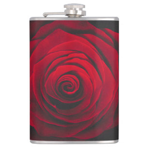 Red rose on black background vintage effect flask