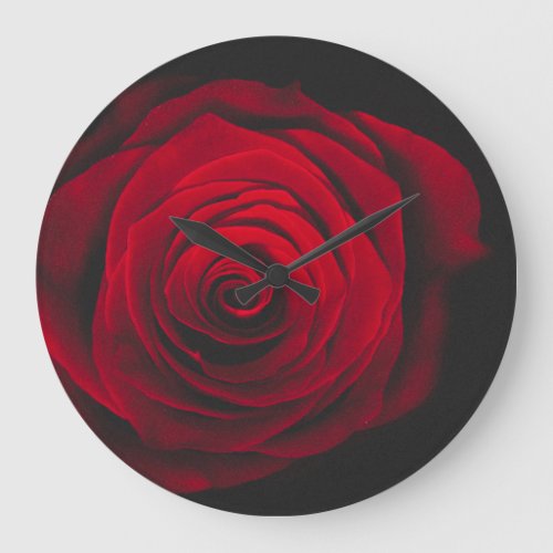 Red rose on black background vintage effect large clock