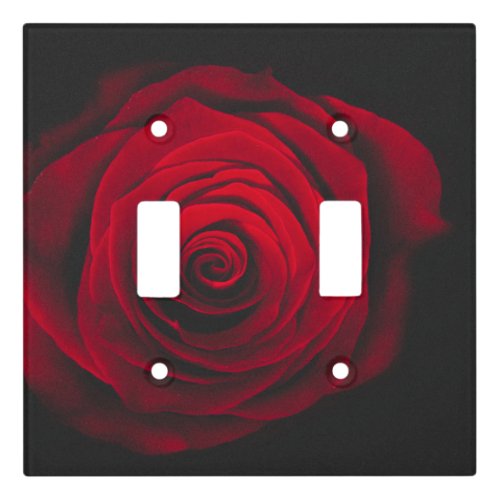 Red rose on black background vintage effect light switch cover