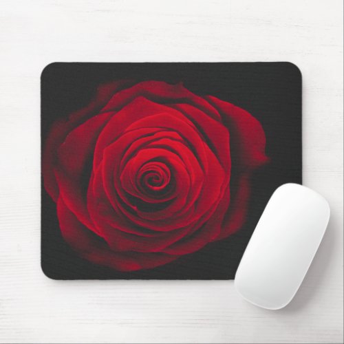Red rose on black background vintage effect mouse pad