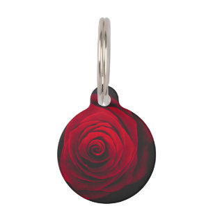 Red rose on black background vintage effect pet ID tag