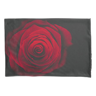 Red rose on black background vintage effect pillow case
