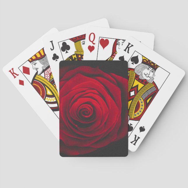 Red rose on black background vintage effect poker cards (Back)