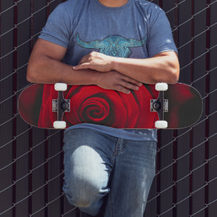 Red rose on black background vintage effect skateboard