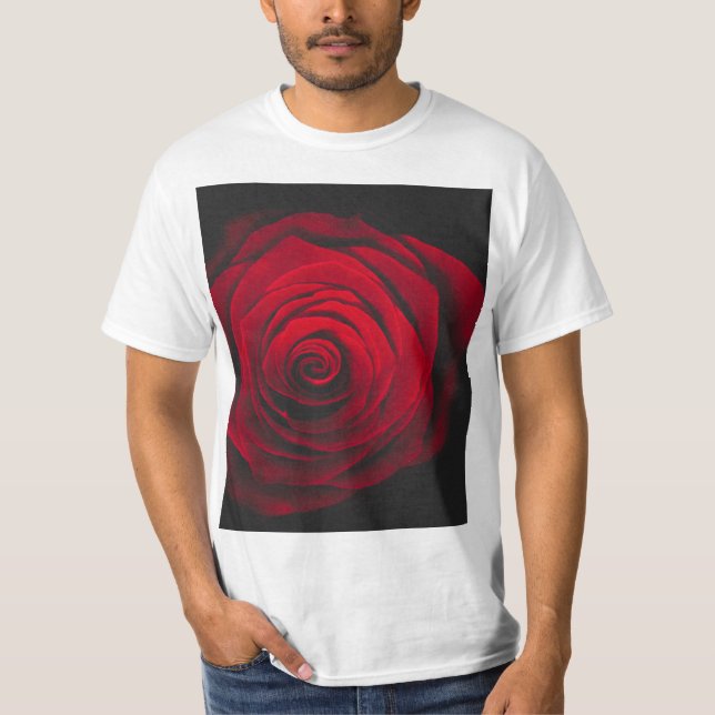 Red rose on black background vintage effect T-Shirt (Front)