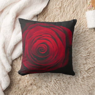 Red rose on black background vintage effect throw pillow