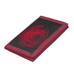 Red rose on black background vintage effect tri-fold wallet