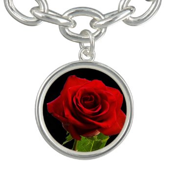Red Rose On Black Bracelet by efhenneke at Zazzle