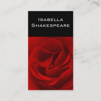 Red Rose On Black Business Card by RewStudio at Zazzle
