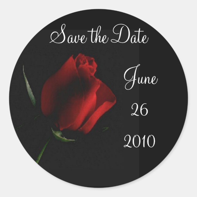 Red Rose on Black-customize it Classic Round Sticker (Front)