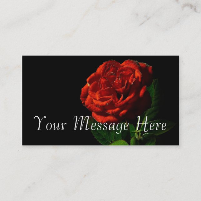 Red Rose on Black Floral Business Card (Front)