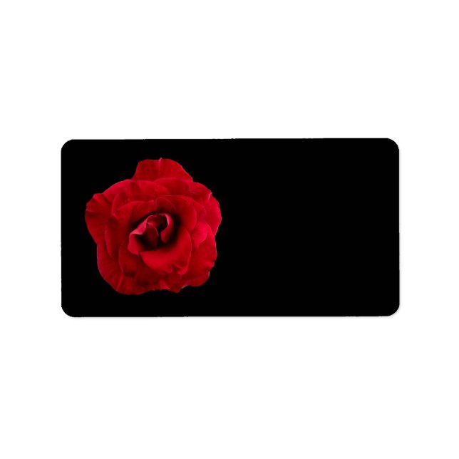 Red Rose on Black - Flowers Roses Customized Label (Front)