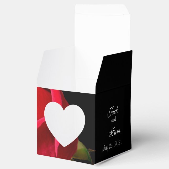 Red Rose on Black Heart favor box- customize Boxes (Opened)