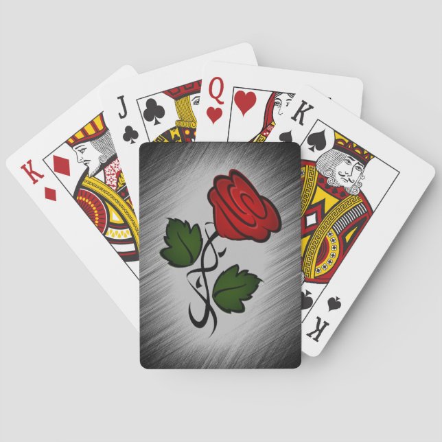 Red Rose on Black Poker Cards (Back)