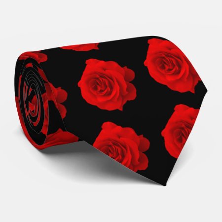 Red Rose On Black Tie