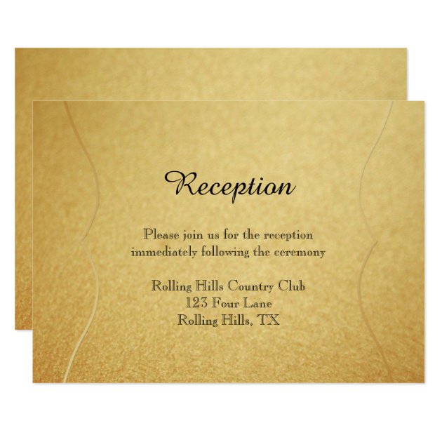 Red Rose On Gold Wedding Reception Insert Card