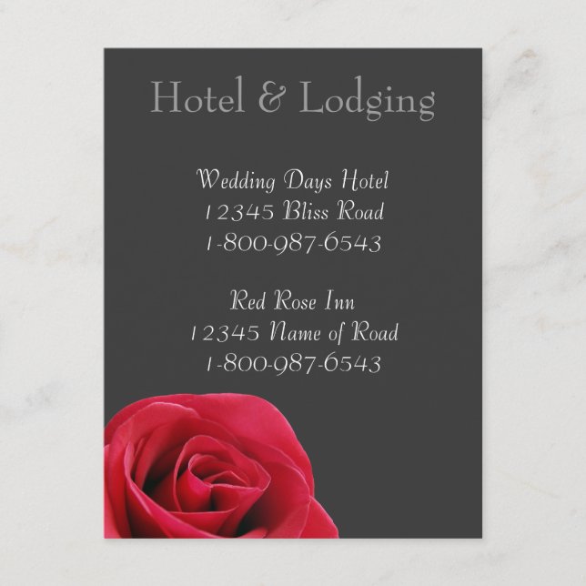Red Rose on grey Hotel & Lodging Cards (Front)