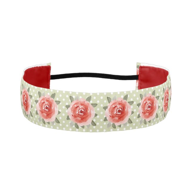 Red Rose on Lime Derby Headband (Front)