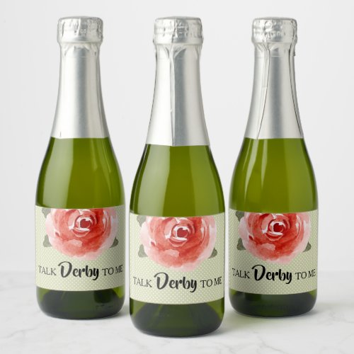 Red Rose on Lime Derby Mini Sparkling Wine Labels