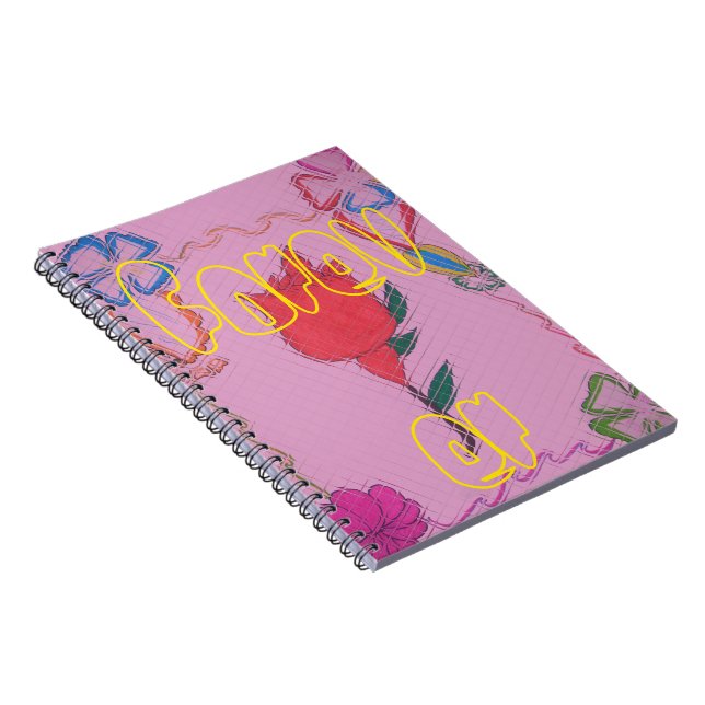 Red Rose on Pink: Floral Border Art Print/ Graphic Notebook (Right Side)