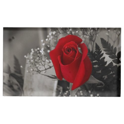 Red Rose on Soft Black and White Background Place Card Holder