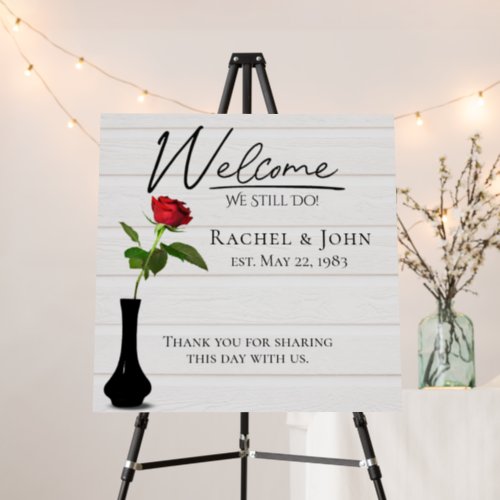 Red Rose On White Wood Vow Renewal  Foam Board