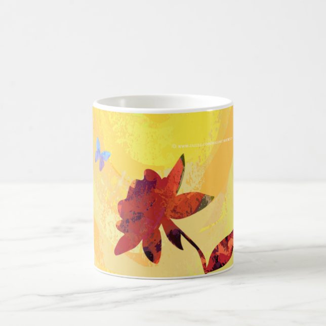 Red Rose on Yellow Coffee Mug (Center)