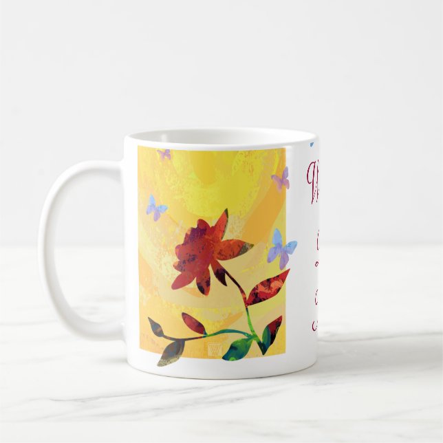 Red Rose on Yellow Worlds Best Mom Mug (Left)