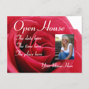 red rose,open house postcard