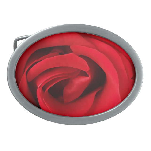 Red Rose Oval Belt Buckle (Front)