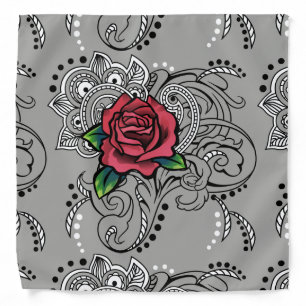 Red Rose Paisley Bandana