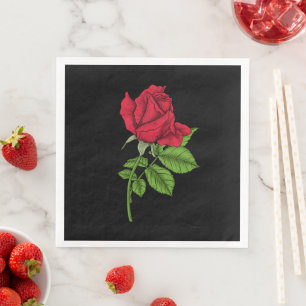 Red rose paper dinner napkins