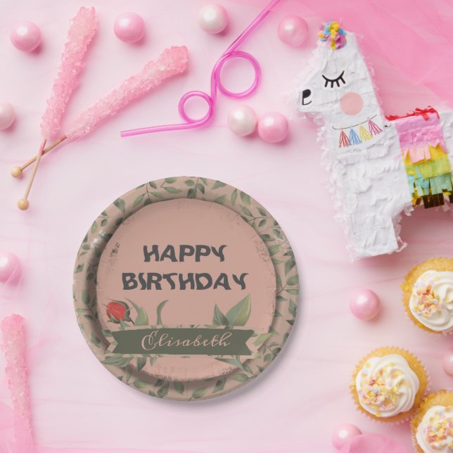 Red Rose Paper Plates (Party)