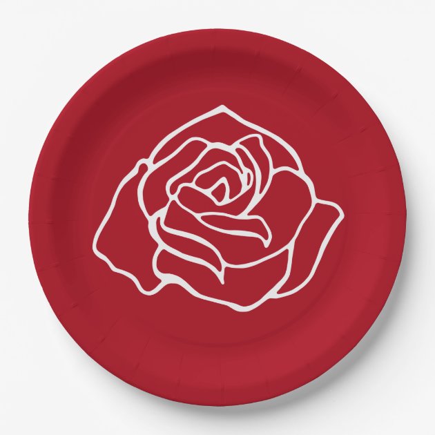 Red Rose Paper Plates Zazzle