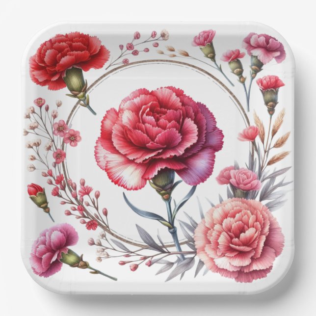 Red Rose Paper Plates (Front)
