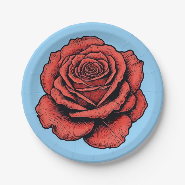 Red Rose Paper Plates (Front)