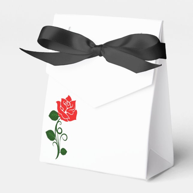 Red Rose Party Favor Bag Boxes (Front Side)
