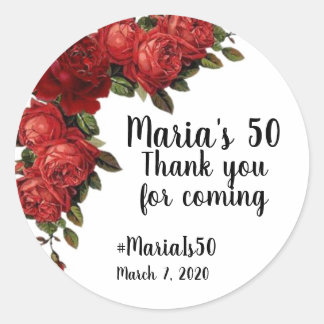 Red rose party favor sticker