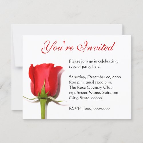 Red Rose Party Invitation