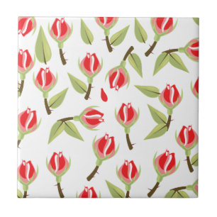 Red Rose Pattern Ceramic Tile