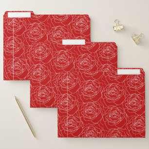 Red rose pattern file folder