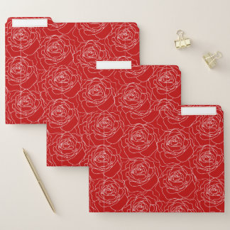 Red rose pattern file folder