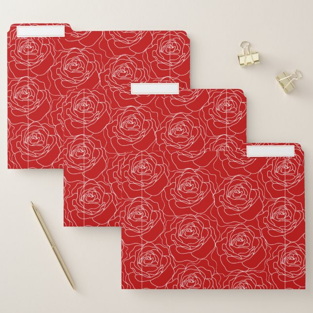 Red rose pattern file folder (Set)