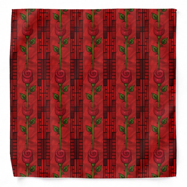 Red Rose pattern fun Bandana (Front)