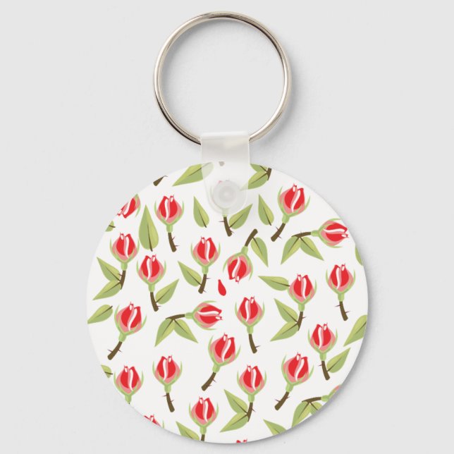 Red Rose Pattern Keychain (Front)