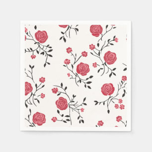 Red rose pattern napkins