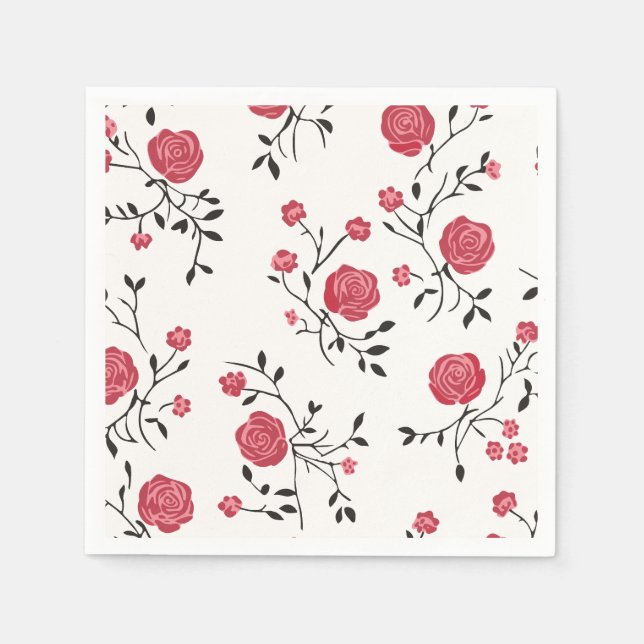 Red rose pattern napkins (Front)